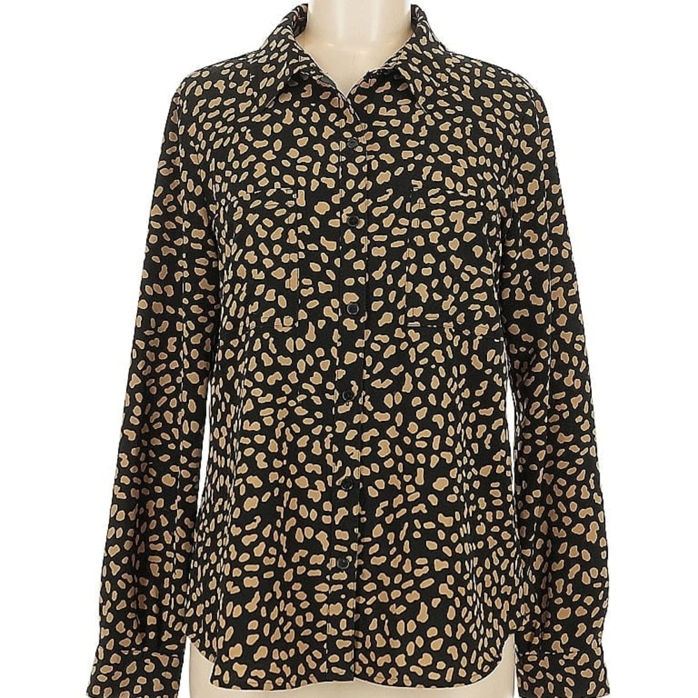 NWT Sanctuary Black/Tan Animal Print Button-Down Shirt